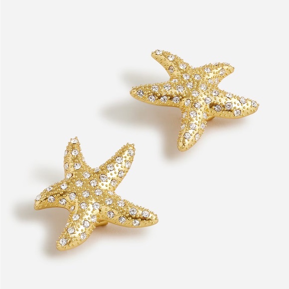 J. Crew Jewelry - J. Crew Starfish Stud Earrings with Pave Crystals